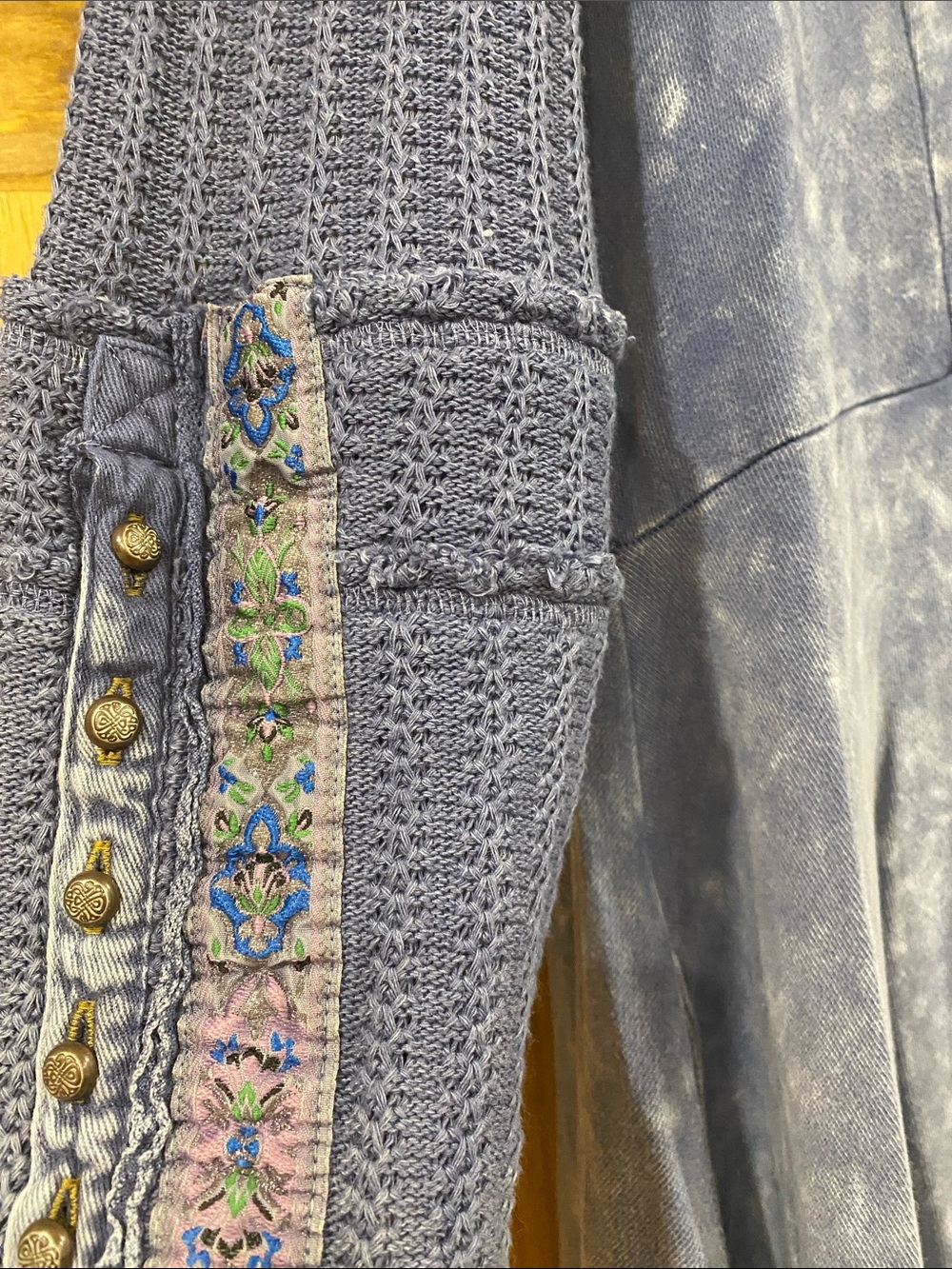 Aratta Colonial long Coat in Faded Blue with Ribbon Medal Accent - Picture 5 of 8